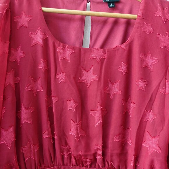 TORRID Dress 1 Red Empire Midi 1X Plus Tier Flowy Peasant Prairie Clip Dot - Picture 7 of 12